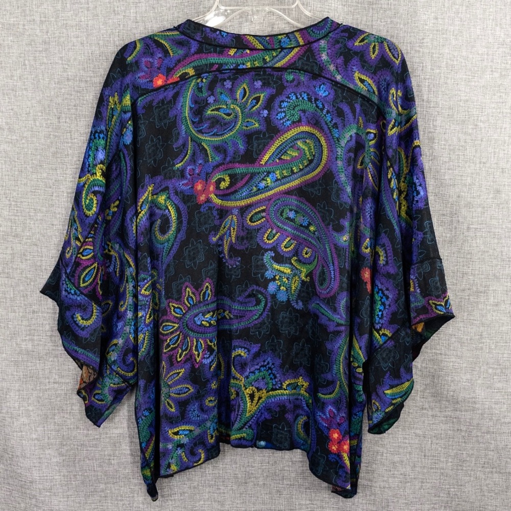 Johnny Was Reversible Flow Shrug Women XL Paisley Floral Boho Blouse - Picture 2 of 11